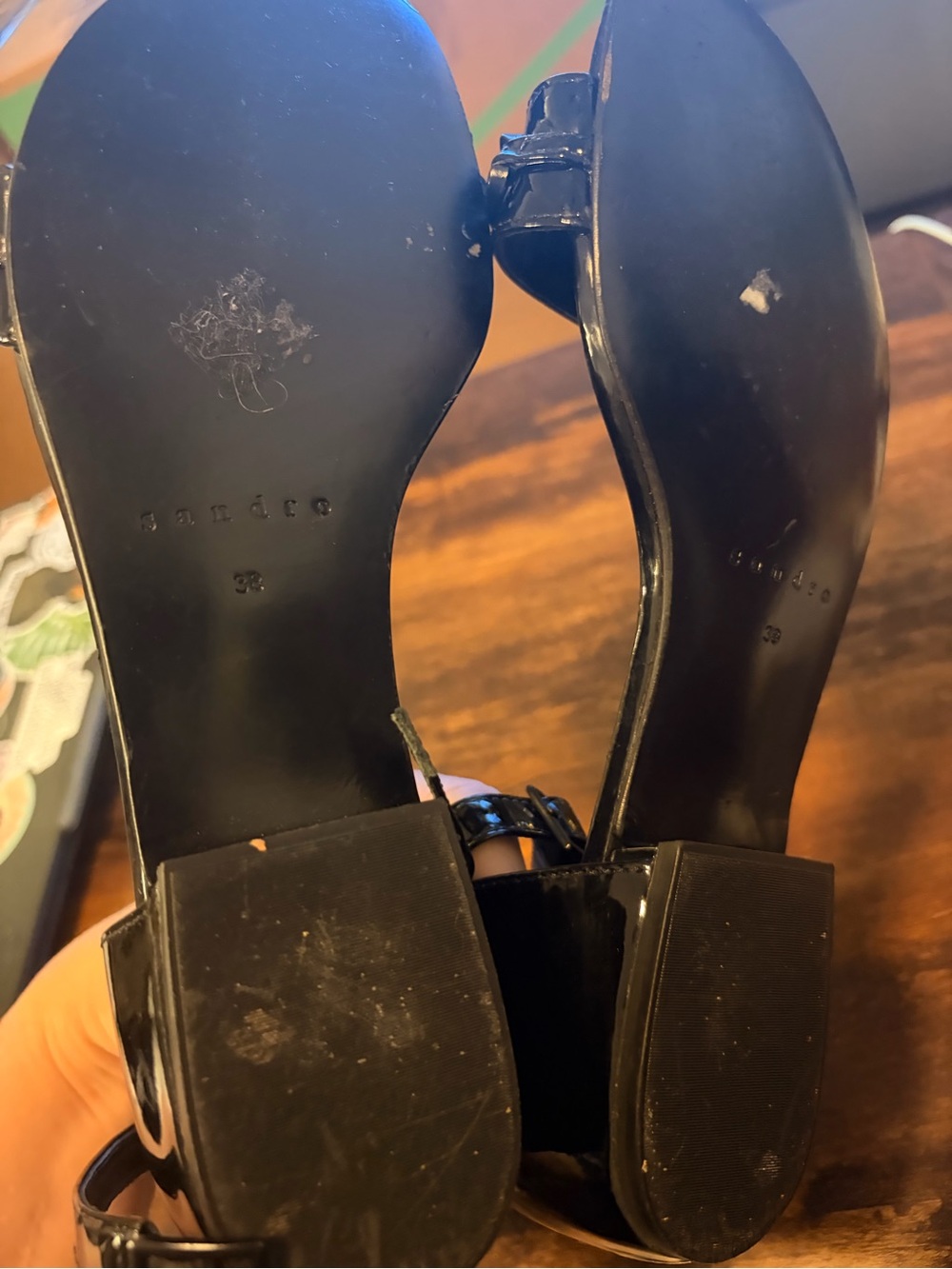 Sandro Paris Black Patent Chain Sandals EU 38 US 7.5-8 - Picture 7 of 7
